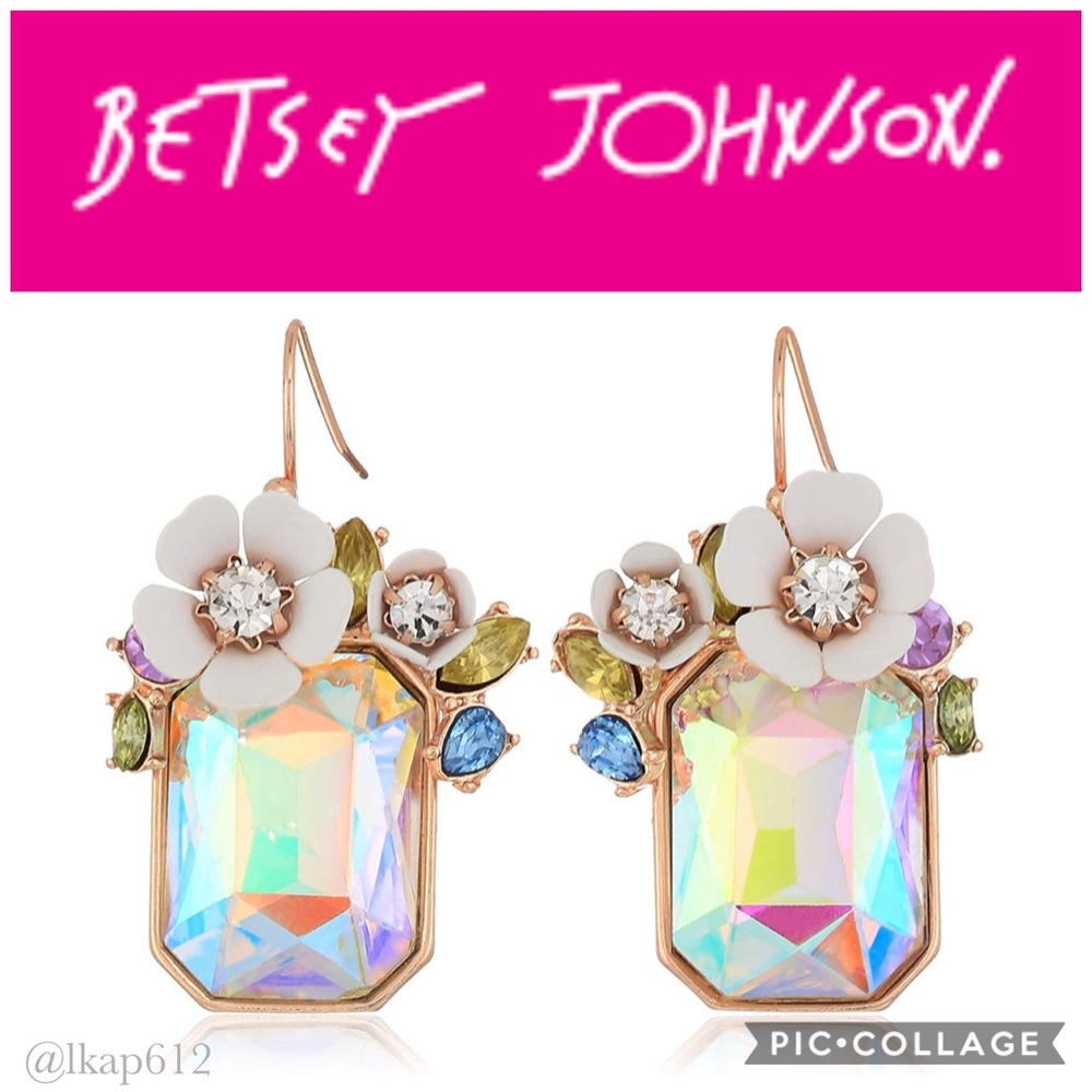 NWT Betsey Johnson Multi Stone Drop Earrings